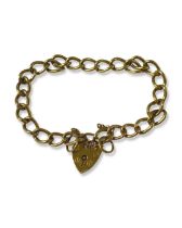 9ct London 1975 Yellow Gold Love Heart Padlock Bracelet Weighing 15.38 grams