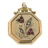 A late Victorian 9ct gold front and back paste locket pendant.