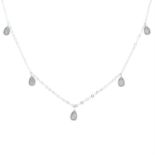 An 18ct gold brilliant-cut diamond drop necklace.