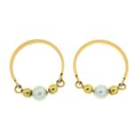 A pair of 9ct gold cultured pearl earrings.