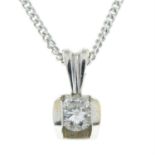 An 18ct gold brilliant-cut diamond single-stone pendant, with 9ct gold chain.