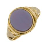 A late Victorian 15ct gold agate signet ring.