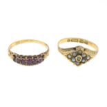 Two late Victorian 15ct gold gem-set rings.