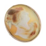 A mid 20th century 9ct gold shell cameo ring.