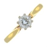 An 18ct gold brilliant-cut diamond single-stone ring.