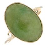 An early 20th century 9ct gold jade single-stone ring.
