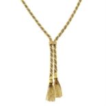 A 9ct gold bi-colour rope-twist necklace.