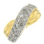 An 18ct gold brilliant-cut diamond crossover ring.
