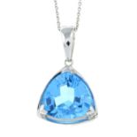 A blue topaz single-stone pendant, with trace-link chain.
