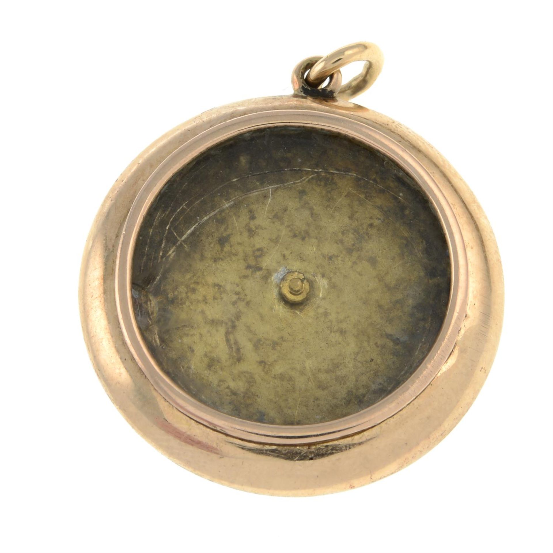 An Edwardian gold purple enamel and seed pearl locket pendant. - Image 2 of 2