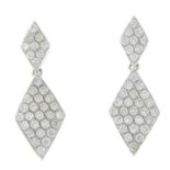 A pair of 18ct gold brilliant-cut diamond drop earrings.