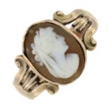 An ealry 20th century gold shell cameo ring.