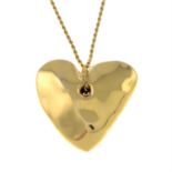 A heart-shaped pendant, on integral rope-link chain, by Breil.