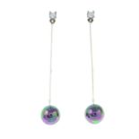 A pair of cubic zirconia and imitation pearl drop earrings.