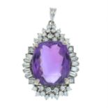 An amethyst and vari-cut diamond pendant.