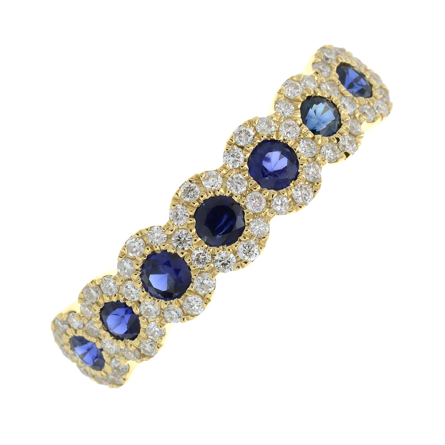 An 18ct gold sapphire and diamond dress ring.