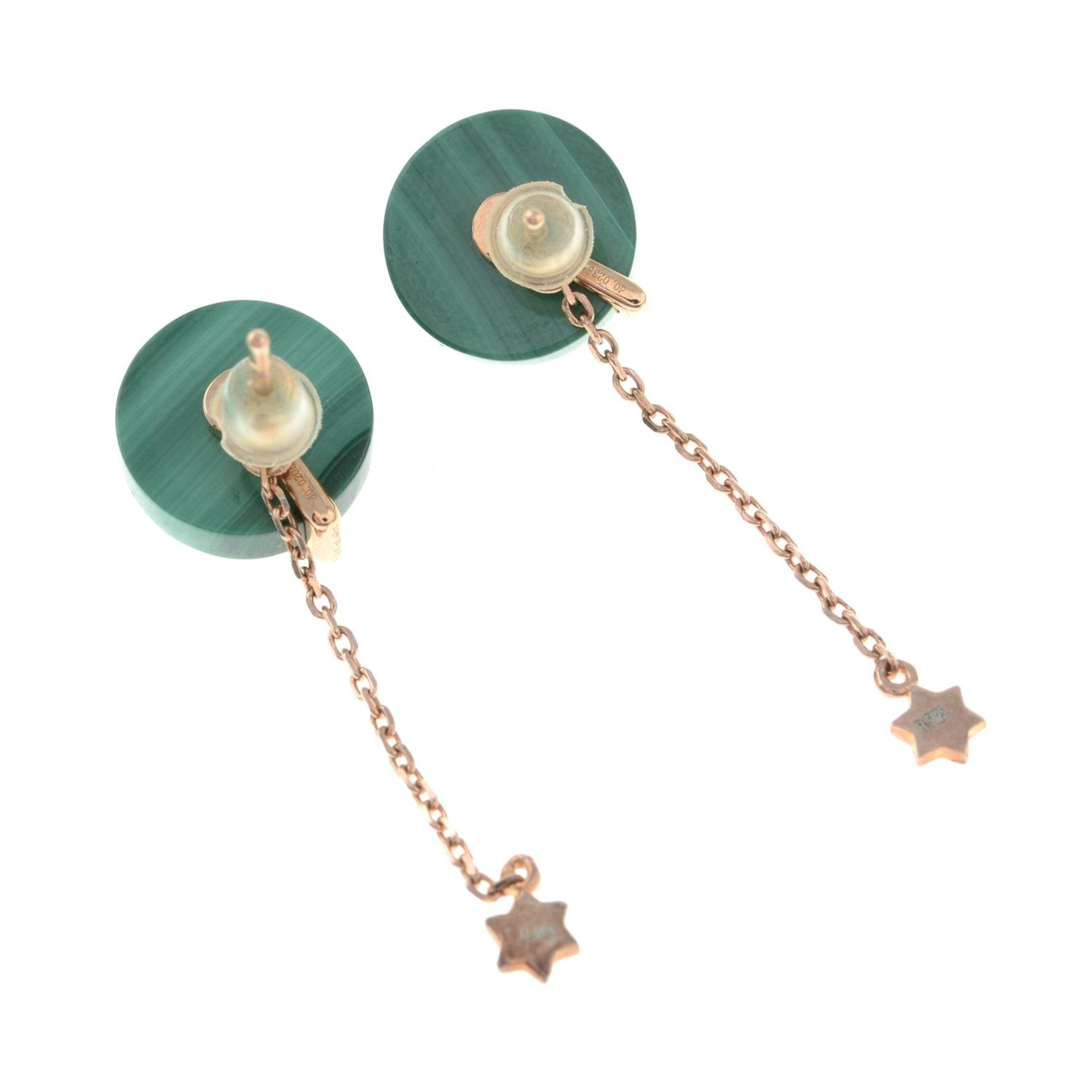 A pair of malachite stud earrings, with detachable star drop. - Image 2 of 2