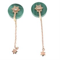A pair of malachite stud earrings, with detachable star drop.