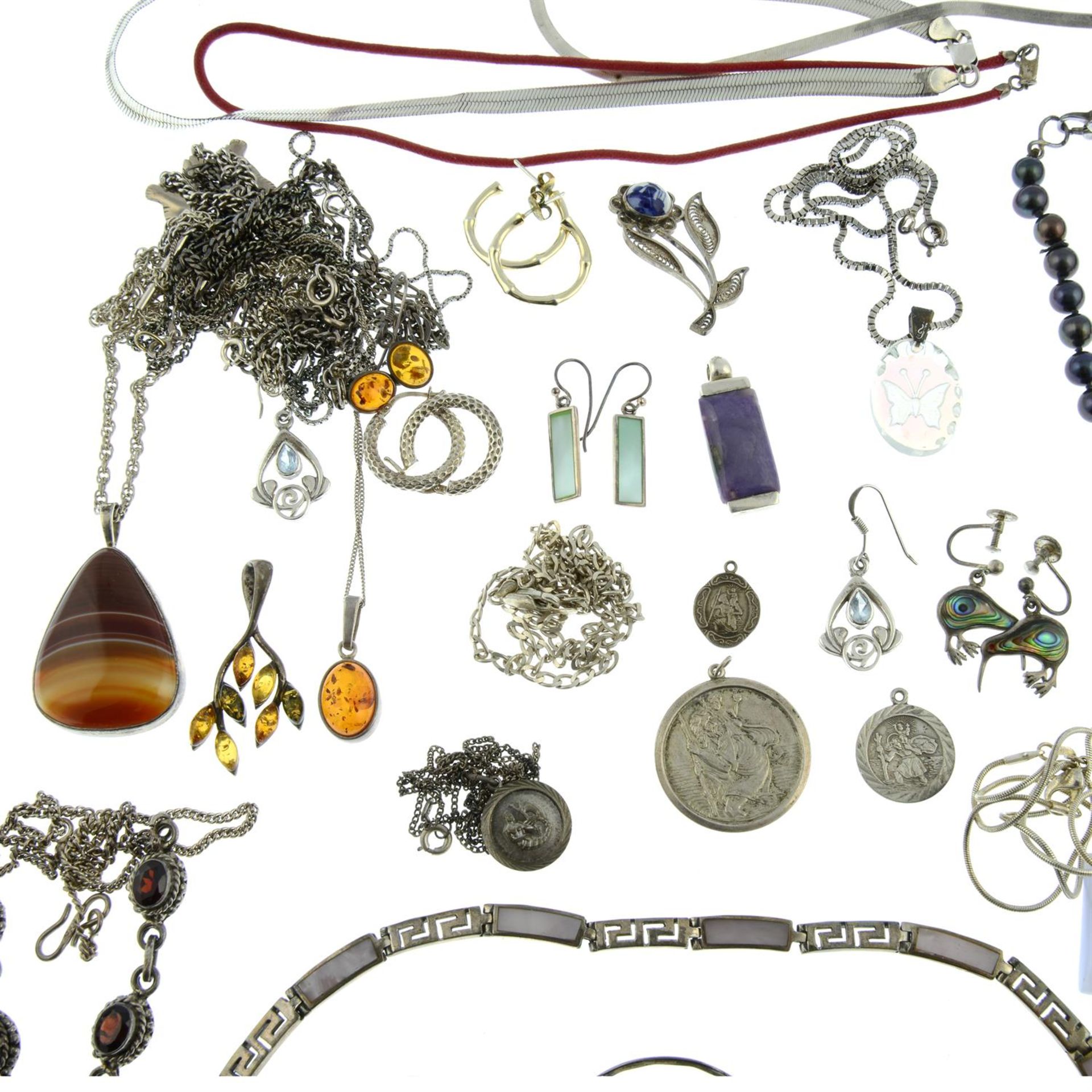 A selection of mostly silver jewellery. - Image 2 of 2