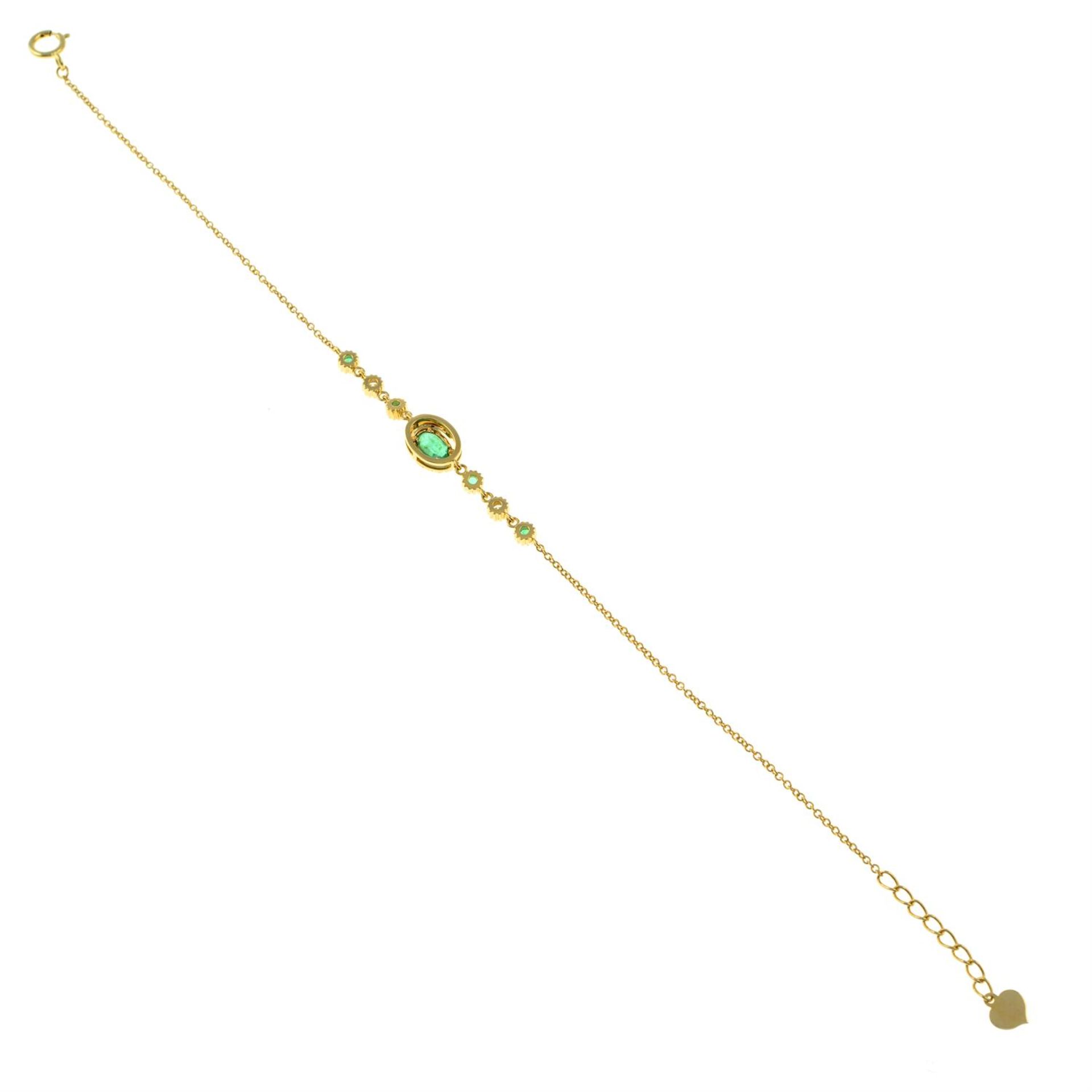 An 18ct gold emerald and diamond bracelet. - Image 3 of 3