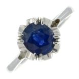 An 18ct gold sapphire single-stone ring.