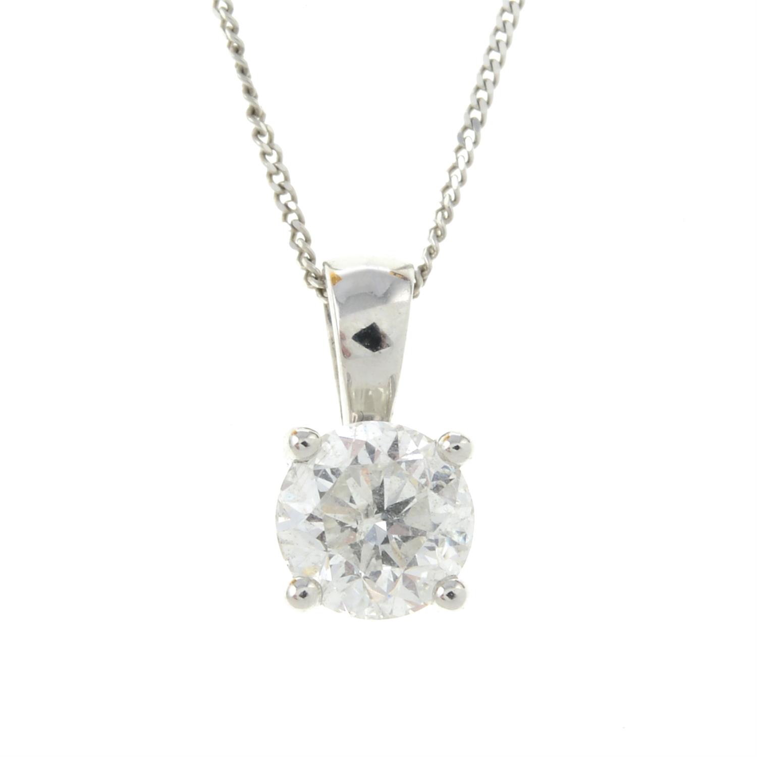 An 18ct gold brilliant-cut diamond single-stone pendant, with chain.