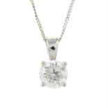 An 18ct gold brilliant-cut diamond single-stone pendant, with chain.