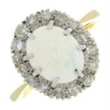 An opal and diamond cluster ring.