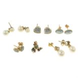 A selection of gem-set earrings.