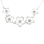 An 18ct gold diamond floral necklace.