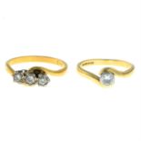 Two mid 20th century and later 18ct gold diamond rings.