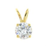 An 18ct gold brilliant-cut diamond single-stone pendant.