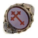 A late 19th centruy 9ct gold carnelian intaglio signet ring.