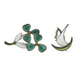 Two early 20th century silver and enamel brooches.