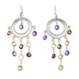 A pair of multi-gem drop earrings.