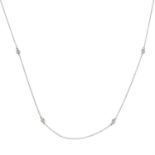 A brilliant-cut diamond spacer necklace.