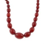 A graduated bakelite bead necklace.