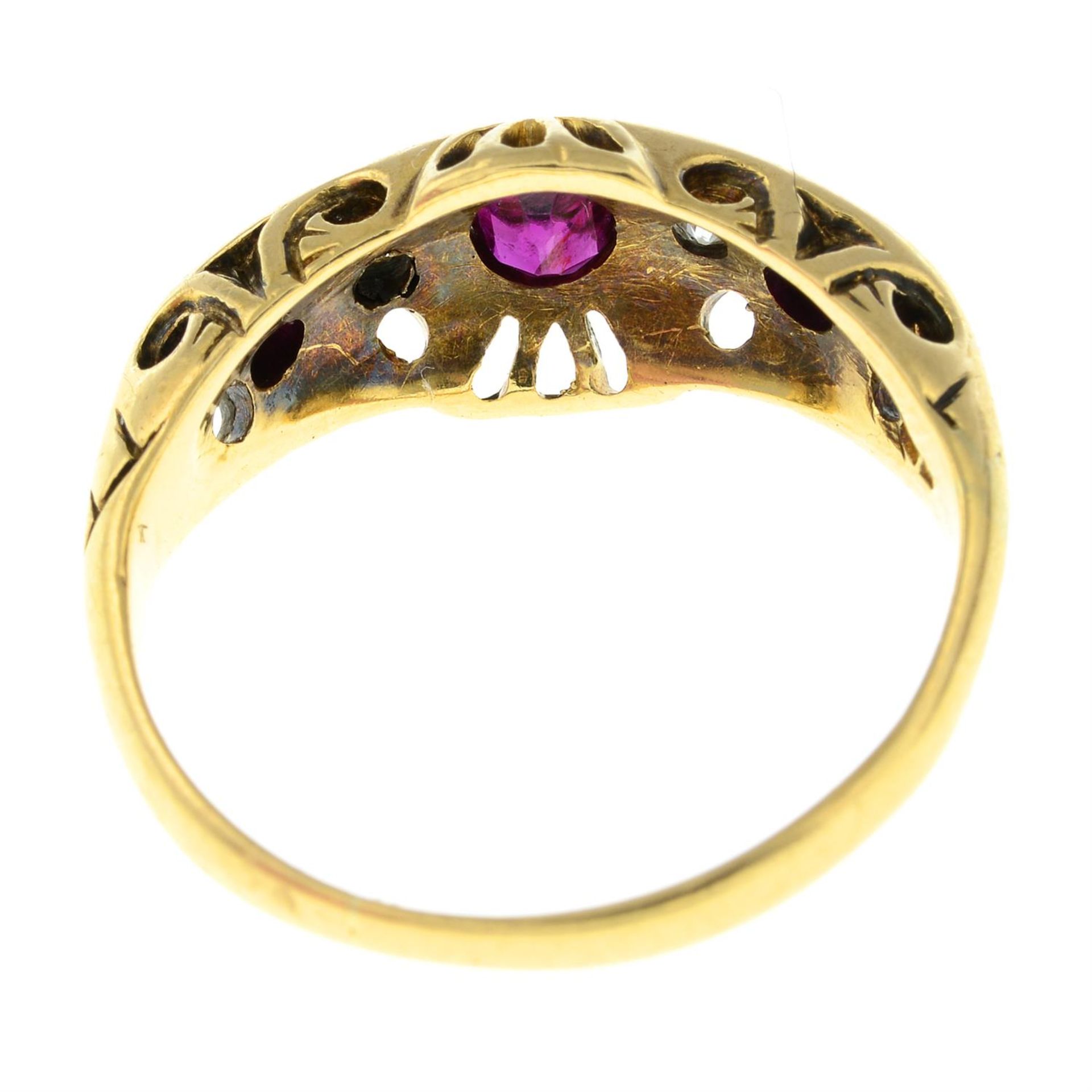 An Edwardian 18ct gold ruby and old-cut diamond five-stone ring. - Image 2 of 2