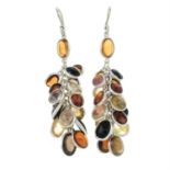A pair of multi-gem drop earrings.