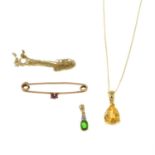 A selection of gem-set jewellery.