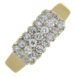 An 18ct gold brilliant-cut diamond three-row ring.