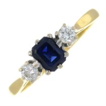 An 18ct gold sapphire and brilliant-cut diamond ring.