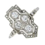 A vari-cut diamond geometric ring.