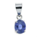 A sapphire single-stone pendant.