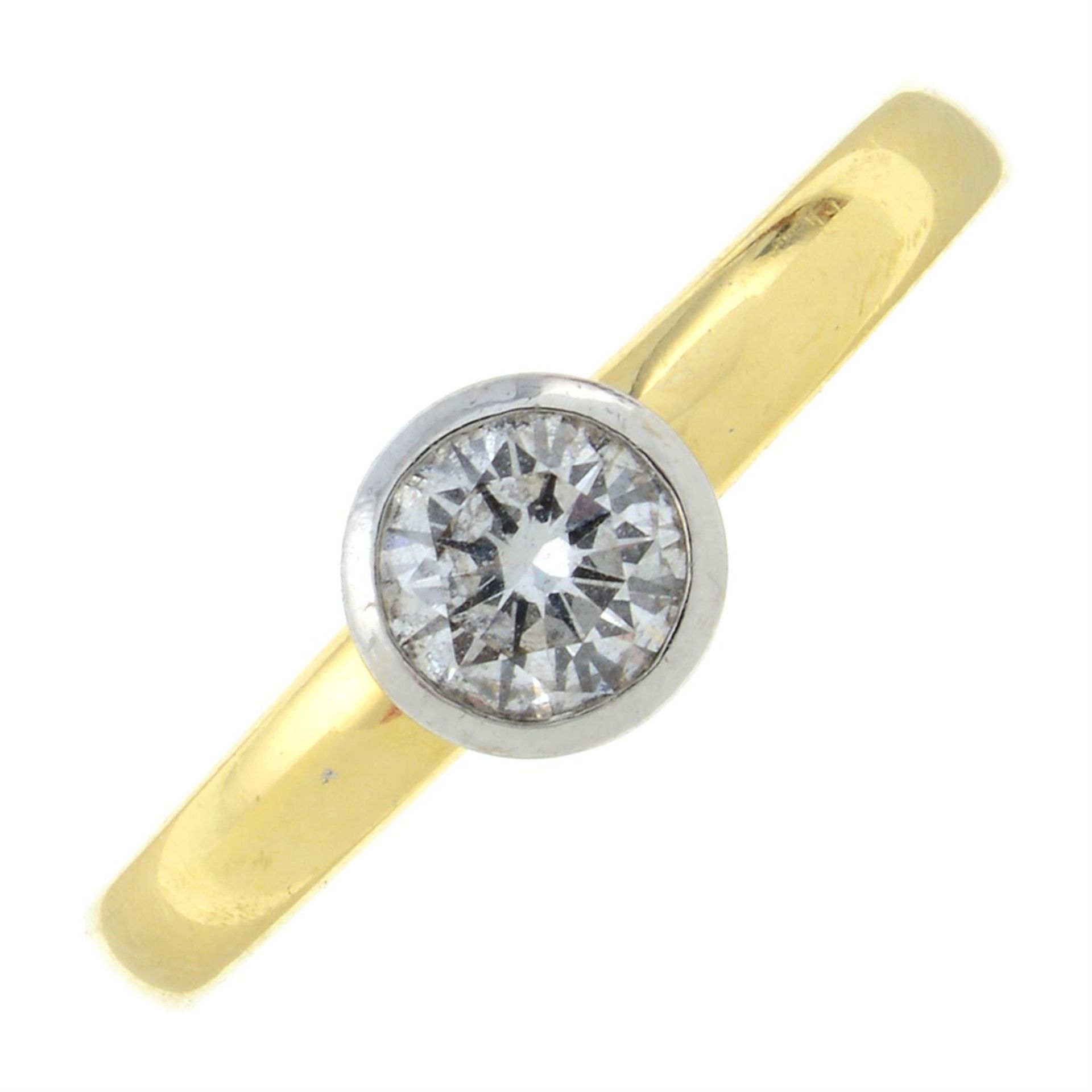 An 18ct gold brilliant-cut diamond single-stone ring.