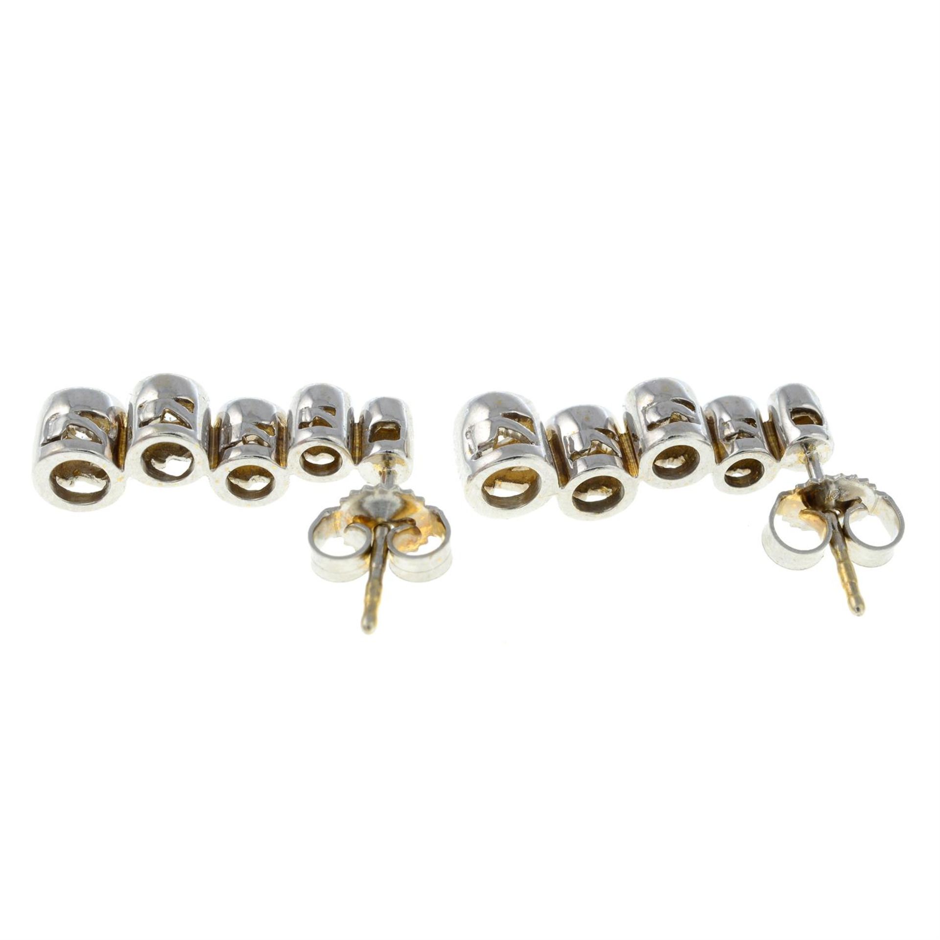 A pair of 18ct gold brilliant-cut diamond drop earrings. - Image 2 of 2
