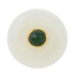 A white jade and green gem dress ring.