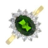 An 18ct gold diopside and brilliant-cut diamond cluster ring.