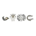 Four early 20th century and later Scottish silver brooches, to include a Celtic brooch,