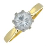 An 18ct gold brilliant-cut diamond single-stone ring.